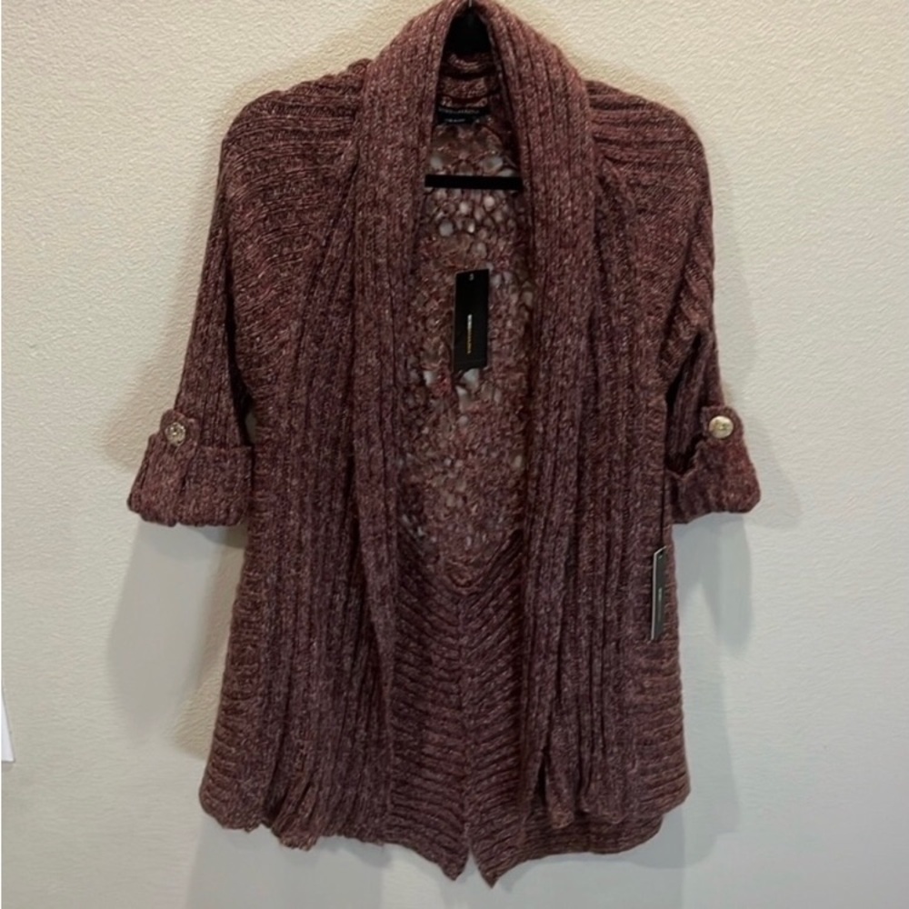 NWT BCBGMaxAzria Knit Sweater Burgundy Cardigan / Large